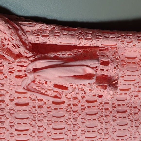 R & K Peachy Pink Cut Out Dress W Built In Lining And Tie Arms Size 18 - Picture 5 of 8